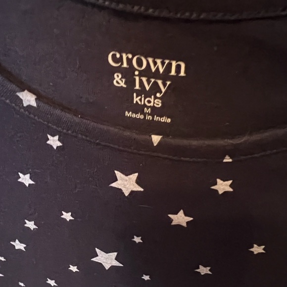 Crown & Ivy kids navy with grey stars girls medium dress EUC patriotic - Picture 2 of 5